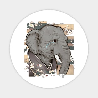 Melancholic Elephant Japanese Art Print Magnet